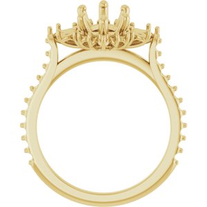 14K Yellow Gold 14x7  mm Marquise Halo-Style Engagement Ring Mounting