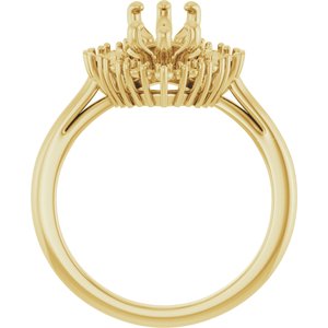 14K Yellow Gold 15x7.5 mm Marquise Halo-Style Engagement Ring Mounting