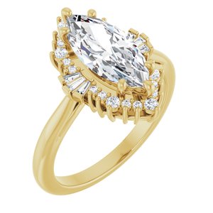 14K Yellow Gold 13x6 mm Marquise 1/5 CTW Natural Diamond Semi-Set Halo-Style Engagement Ring