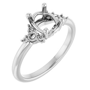 14K White Gold 8x6 mm Oval Engagement Ring Mounting