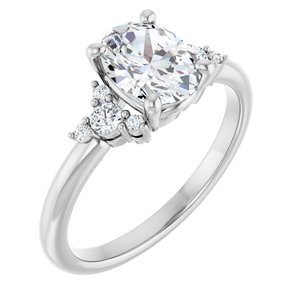 14K White Gold 8x6 mm Oval 1/6 CTW Lab-Grown Diamond Semi-Set Engagement Ring
