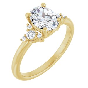 14K Yellow Gold 8x6 mm Oval 1/8 CTW Natural Diamond Semi-Set Engagement Ring