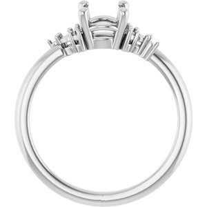 14K White Gold 8x6 mm Oval Engagement Ring Mounting