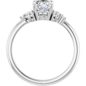 14K White Gold 8x6 mm Oval 1/6 CTW Lab-Grown Diamond Semi-Set Engagement Ring