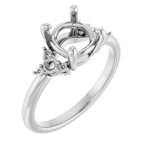 14K White Gold 7.4 mm Round Engagement Ring Mounting