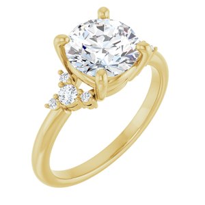 14K Yellow Gold 8 mm Round 1/8 CTW Natural Diamond Semi-Set Engagement Ring