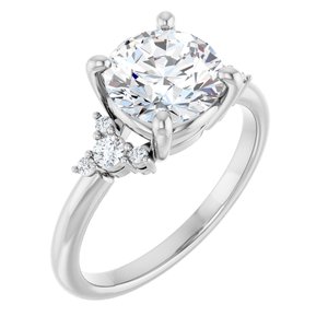 14K White Gold 8 mm Round 1/6 CTW Lab-Grown Diamond Semi-Set Engagement Ring