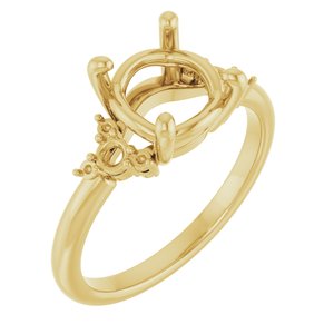 14K Yellow Gold 8 mm Round Engagement Ring Mounting