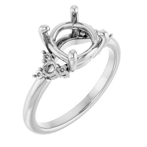 14K White Gold 8 mm Round Engagement Ring Mounting