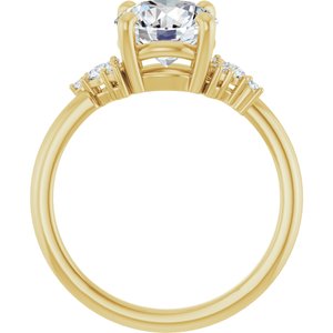 14K Yellow Gold 8 mm Round 1/8 CTW Natural Diamond Semi-Set Engagement Ring