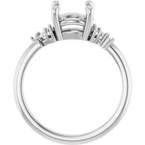 14K White Gold 8 mm Round Engagement Ring Mounting