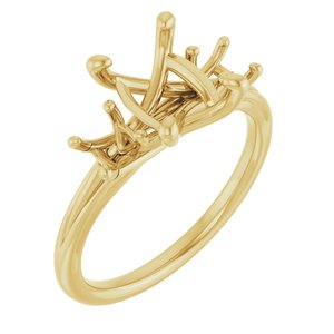 14K Yellow Gold 9x7 mm Cushion Three-Stone Engagement Ring Mounting