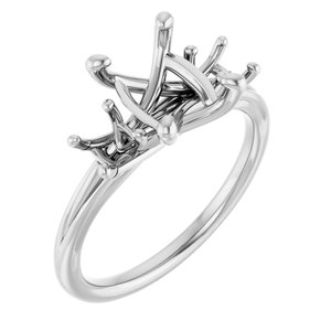 14K White Gold 9x7 mm Cushion Three-Stone Engagement Ring Mounting