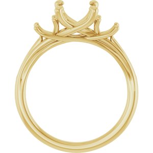 14K Yellow Gold 9x7 mm Cushion Three-Stone Engagement Ring Mounting