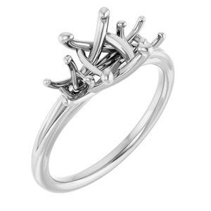 14K White Gold 8x6 mm Cushion Three-Stone Engagement Ring Mounting