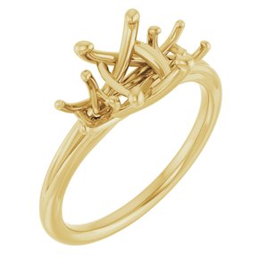 14K Yellow Gold 8x6 mm Cushion Three-Stone Engagement Ring Mounting