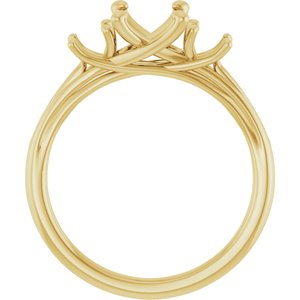 14K Yellow Gold 8x6 mm Cushion Three-Stone Engagement Ring Mounting