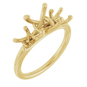 14K Yellow Gold 8 mm Round Three-Stone Engagement Ring Mounting