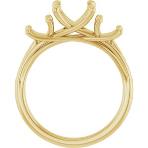 14K Yellow Gold 8 mm Round Three-Stone Engagement Ring Mounting