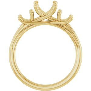 14K Yellow Gold 7.4 mm Round Three-Stone Engagement Ring Mounting