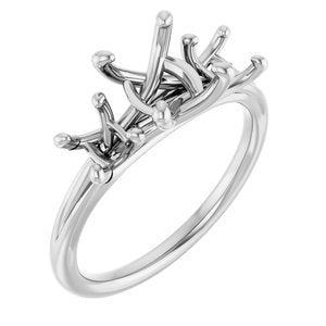 14K White Gold 7.4 mm Round Three-Stone Engagement Ring Mounting