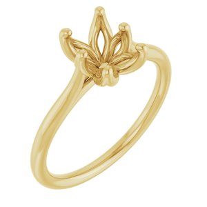 14K Yellow Gold 7x5 mm Emerald Solitaire Engagement Ring Mounting