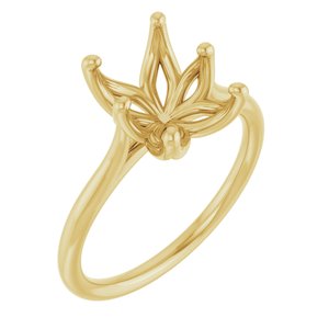 14K Yellow Gold 9x7 mm Emerald Solitaire Engagement Ring Mounting