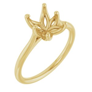 14K Yellow Gold 8x6 mm Emerald Solitaire Engagement Ring Mounting