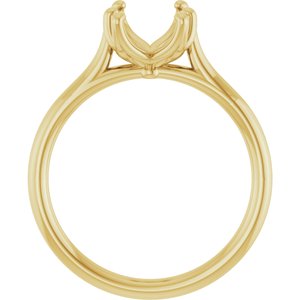 14K Yellow Gold 8x6 mm Emerald Solitaire Engagement Ring Mounting