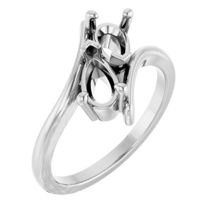 14K White Gold 7x4.5 mm Pear Engagement Ring Mounting