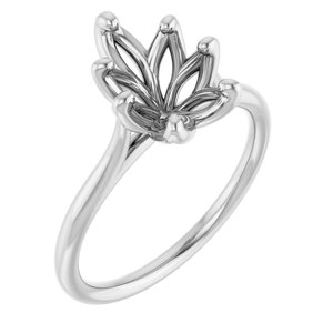 14K White Gold 10x7 mm Pear Solitaire Engagement Ring Mounting