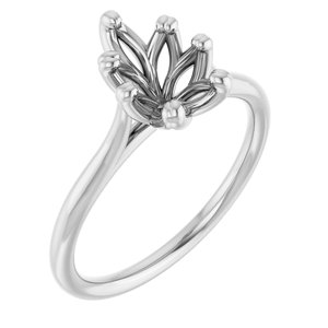 14K White Gold 9x6 mm Pear Engagement Ring Mounting