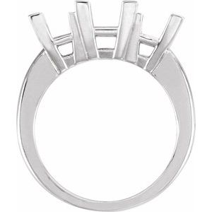 Platinum 6x6 mm Square Three-Stone Engagement Ring Mounting