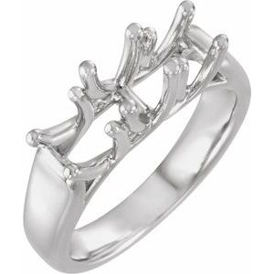 Sterling Silver Three-Stone Engagement Ring Mounting 