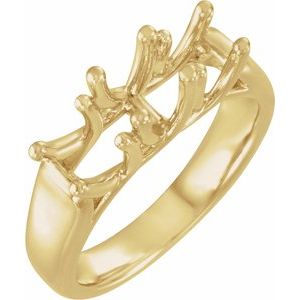 10K Yellow Gold Three-Stone Engagement Ring Mounting 