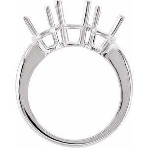 14K White Gold Three-Stone Engagement Ring Mounting