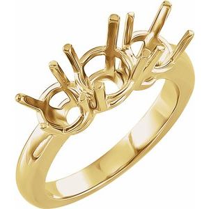 14K Yellow Gold Three-Stone Engagement Ring Mounting
