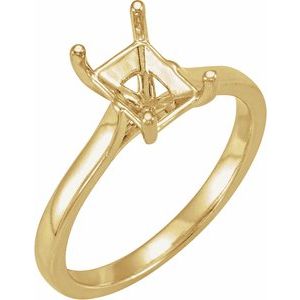 14K Yellow Gold 7x5 mm Emerald Solitaire Engagement Ring Mounting