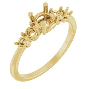 14K Yellow Gold 5.8 mm Round Accented Engagement Ring Mounting