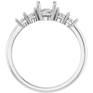 14K White Gold 5.8 mm Round Accented Engagement Ring Mounting