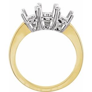 14K Yellow/White Gold Three-Stone Engagement Ring Mounting