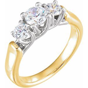14K Yellow Gold Three-Stone Engagement Ring Mounting