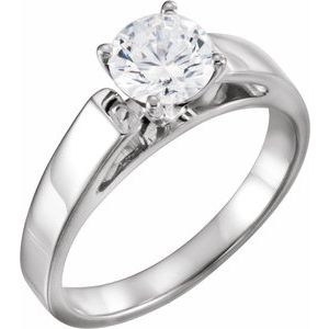 14K White Gold 6.5 mm Round Engagement Ring Mounting