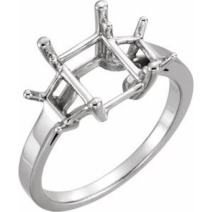 Platinum 9x7 mm Emerald Three-Stone Engagement Ring Mounting