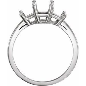 14K White Gold 7x5 mm Emerald Three-Stone Engagement Ring Mounting