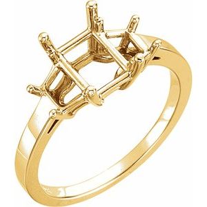 10K Yellow Gold 8.5x6.5 mm Emerald Three-Stone Engagement Ring Mounting