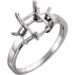 Platinum 8.5x6.5 mm Emerald Three-Stone Engagement Ring Mounting