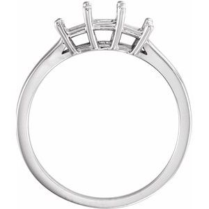 14K White Gold 4.5x4.5 mm Square Three-Stone Engagement Ring Mounting