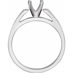 14K White Gold 6.5 mm Round Engagement Ring Mounting