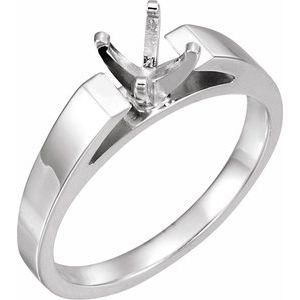 14K White Gold 6.5 mm Round Engagement Ring Mounting